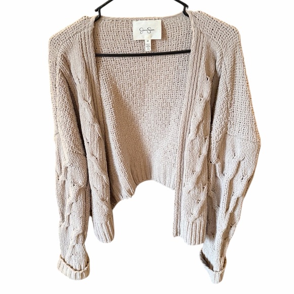 Jessica Simpson Sweaters - Jessica Simpson Tan Cropped Cardigan- Medium